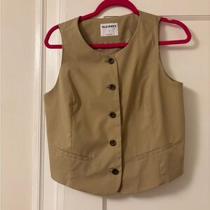 Tan Button-Up Vest Top